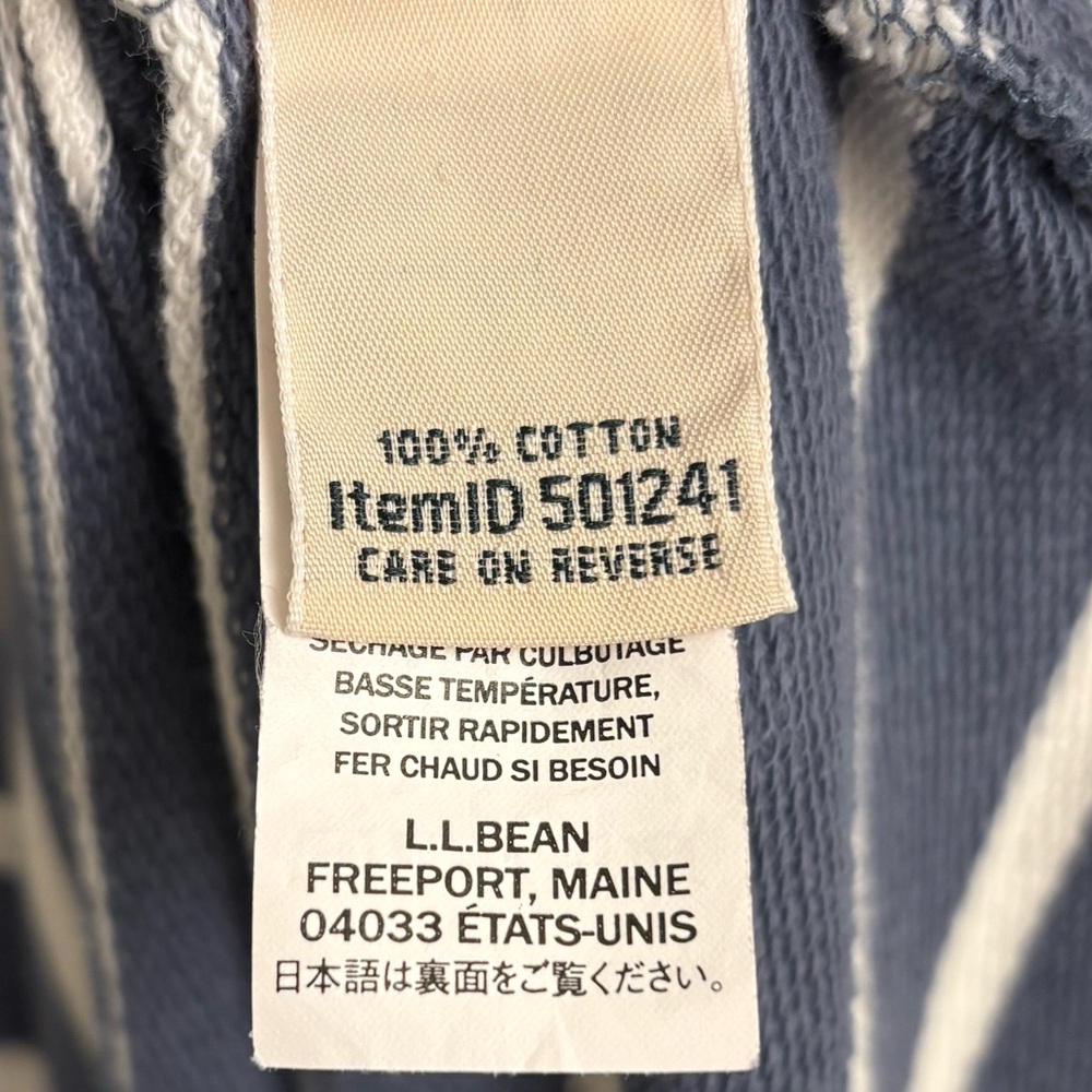 L.L. Bean Women’s Pullover Sweatshirt Quarter Button Small Blue and White Stripe - Picture 7 of 9